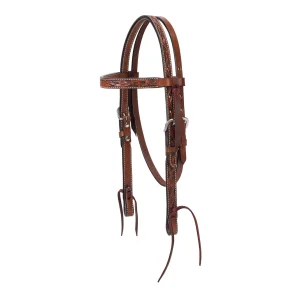 Browband Headstall, Floral Carved, 5/8" Pony