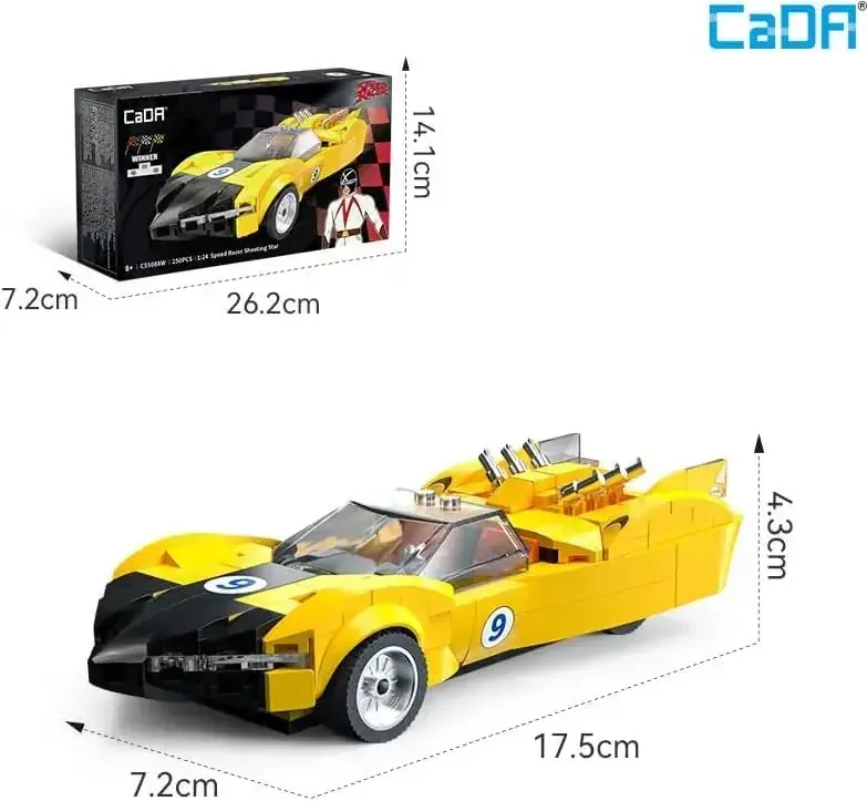 CaDA Shooting Star Heat Speed Racer Building Block Kit 175mm Yellow - Image 2
