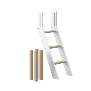 Slanting Ladder and Legs for High Bed 120 cm, White/Oak