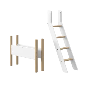 Slanting Ladder and Legs for High Bed 143 cm, 90 cm, White/Oak
