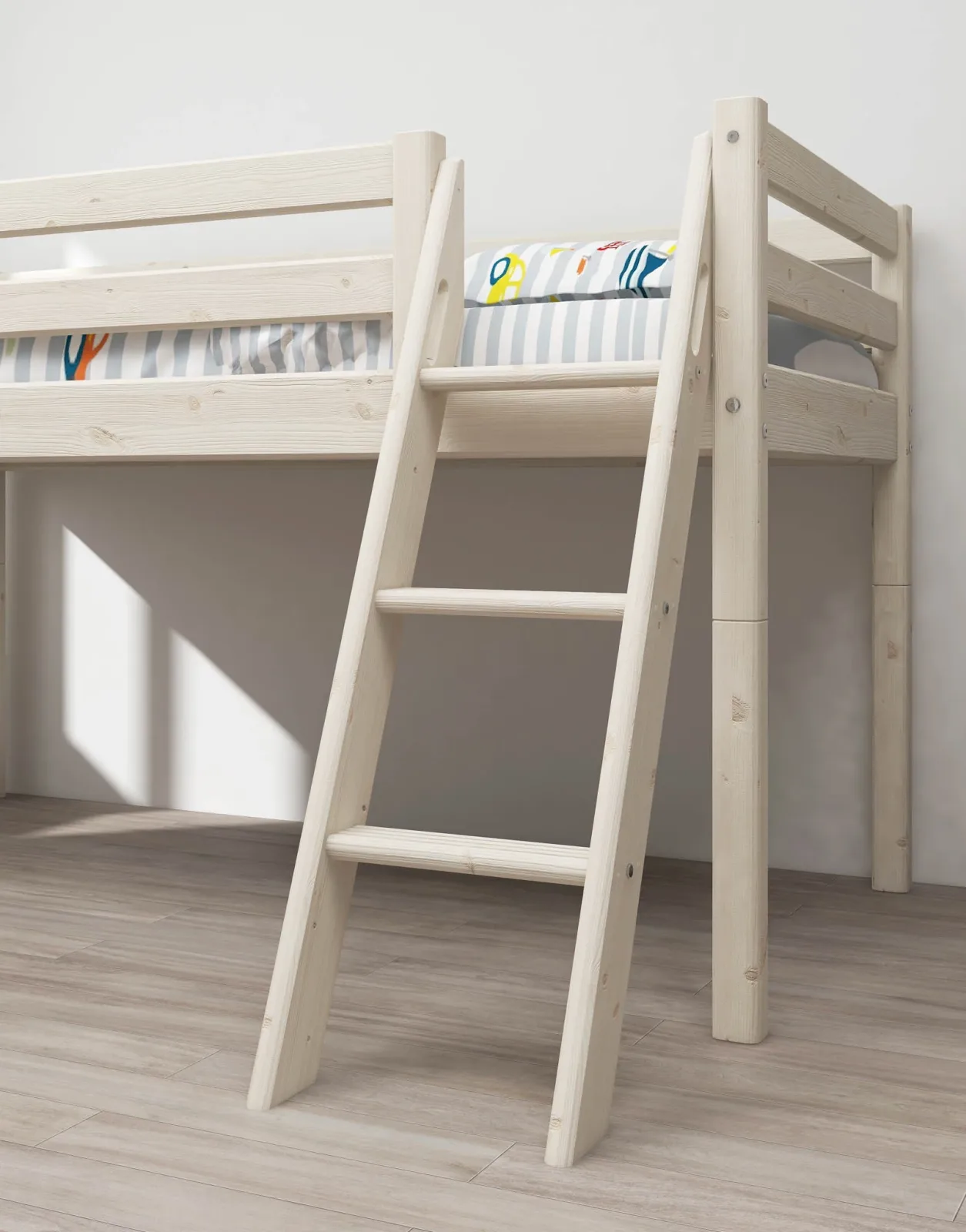 Slanting Ladder for High Bed 120 cm, White
