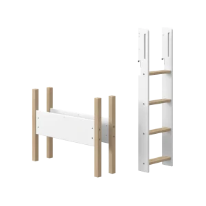 Straight Ladder and Legs for High Bed 143 cm, 90 cm, White/Oak