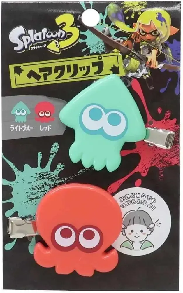 Sunart Splatoon Bangs Hair Clip, Blue and Red, for Documents