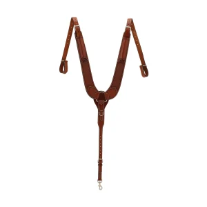 Turquoise Cross Basketweave Tooled Pulling Breast Collar