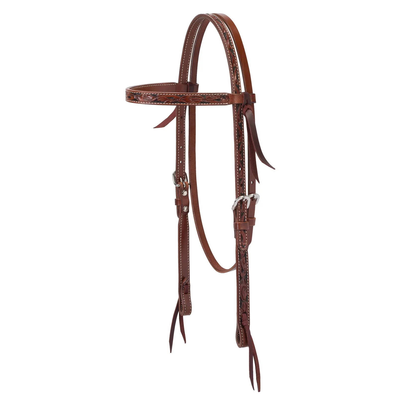 Turquoise Cross Floral Carved 5/8" Browband Headstall