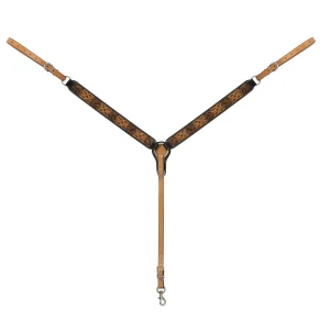 Turquoise Cross Floral Tooled Straight Breast Collar