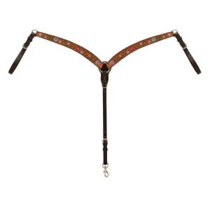 Turquoise Cross Floral Vine Contoured Breast Collar