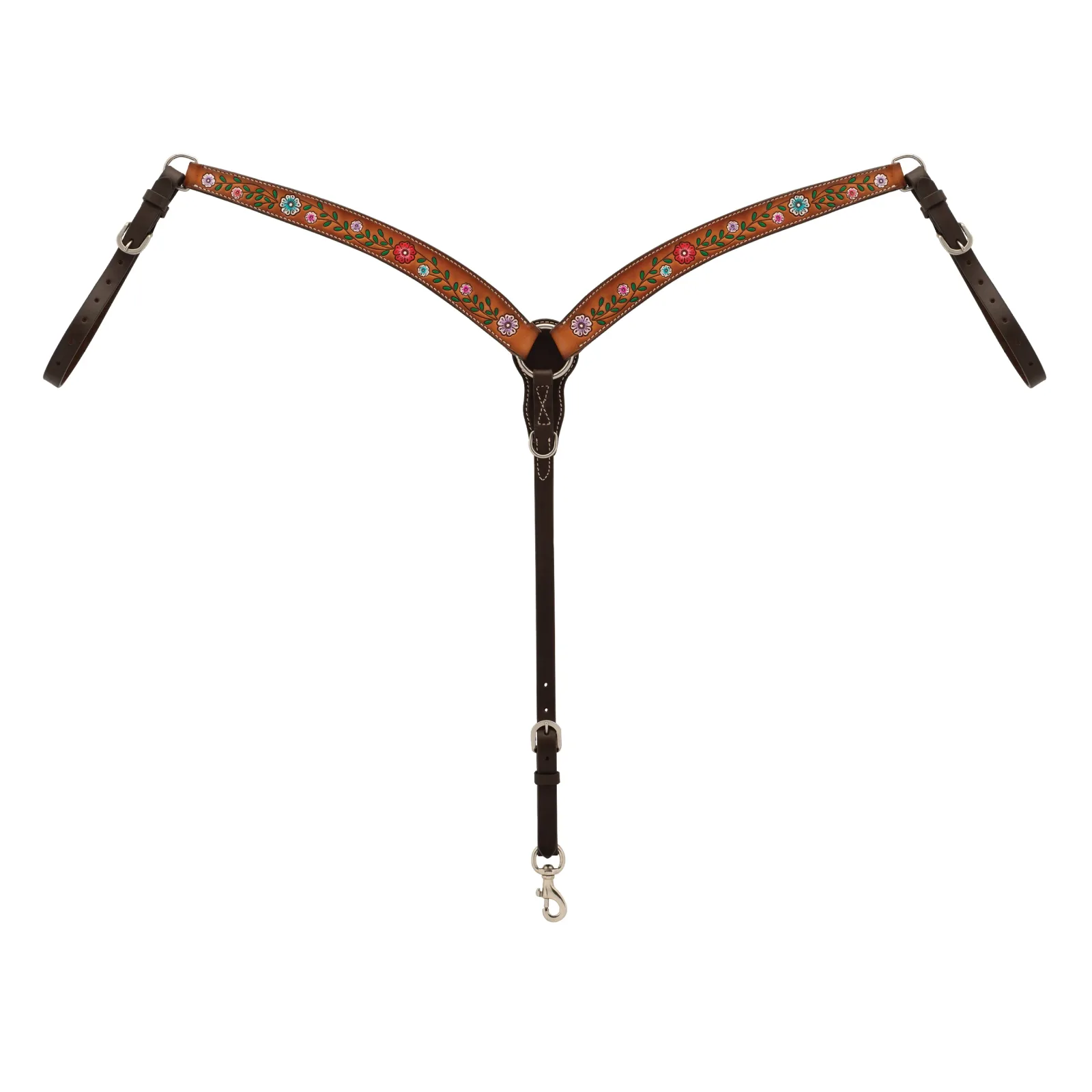 Turquoise Cross Floral Vine Contoured Breast Collar