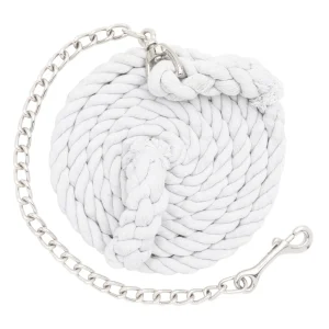 White Cotton Lead Rope with Nickel Plated Chain and 225 Snap