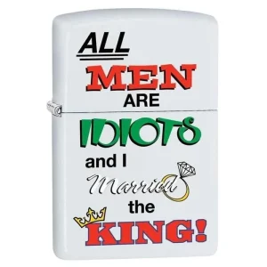 Zippo Lighter - All Men Are Idiots White Matte